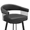 Armen Living Bronson 25" Counter Height Swivel Bar Stool in Black Finish and Black Faux Leather 721535761845 - alternate 4